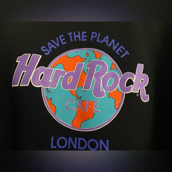 Vintage Hard Rock Cafe London Sweatshirt Crewneck Size XL Black Save The Planet - Picture 4 of 11